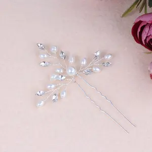 Fancy Bridal Wedding Hair Accessories Handmade Pearl Silver Plated Hair pins