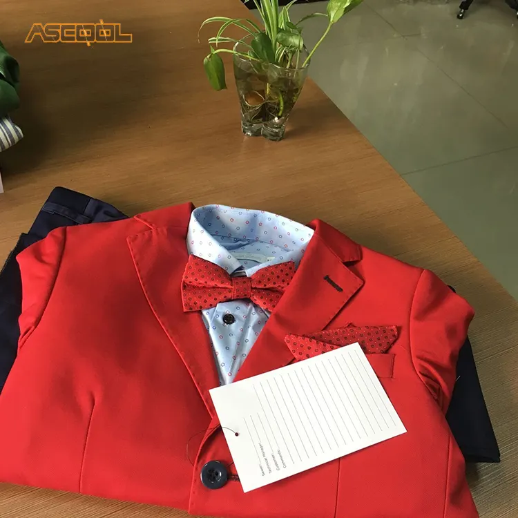 Wholesale top quality 3-7 years old red suit shirt pant boy children clothing set