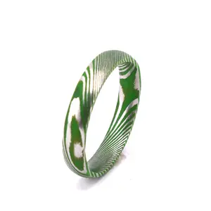 Pointe à Couche mince En Céramique revêtement Bague Mode Vert Cerakote Damas En Acier Bague De Fiançailles De Mariage