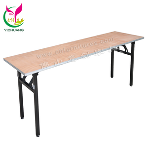 YC-T38 Folding Lacquer Plywood Rectangular <strong>Table</strong> with Aluminum edge and non-fallout rubber <strong>adjustable</strong> leg studs - Product Image 2
