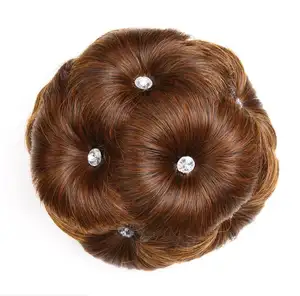 Bridal Wed Braid Hair Bun Piece Wig With Bun For Short Hair Artificial 9 Flower Hair Bun Pad
