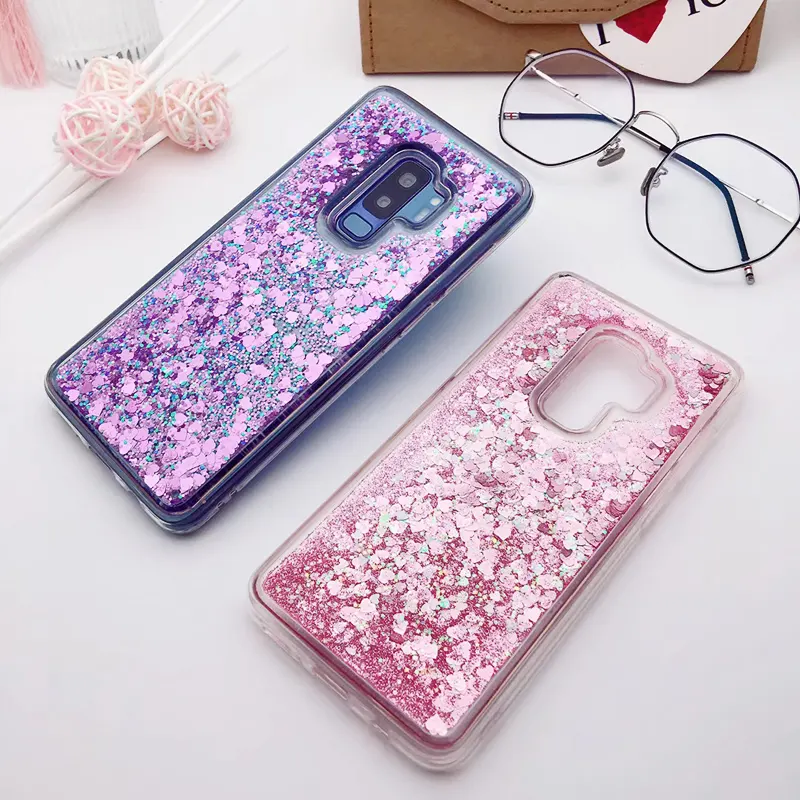 For Samsung Galaxy S9 Case Back Cover Bling Dynamic Quicksand Liquid Glitter Case for samsung S9 plus Cover Galaxy S9 coque