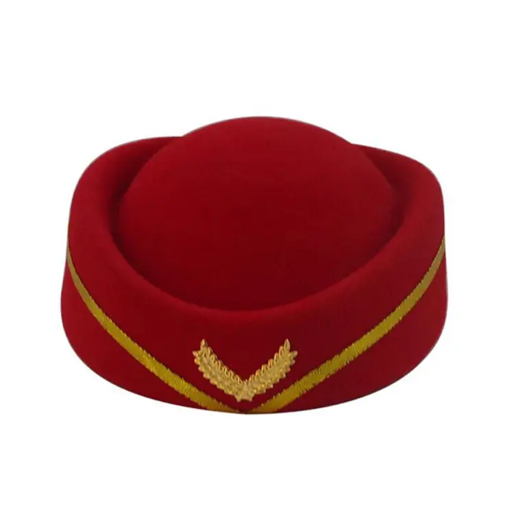 Customized beautiful airline hostess cap high quality 100% wool winter airline hostess cap for sale