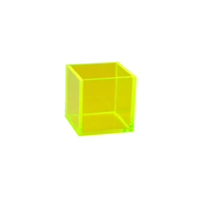 Neon Yellow Acrylic 5-Sided Box with mirror polished