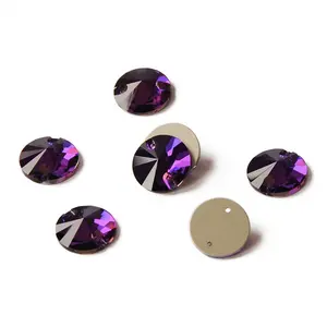 Article 3200 All Sizes Purple Velvet Rivoli Sew On Strass Glass Rhinestone Craft Flatback Crystal