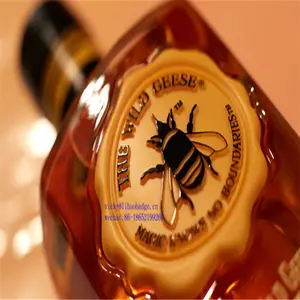 3D bee sticker embossed wax seal stamp rubber sticker silicone wine package label vodka bottle sticker