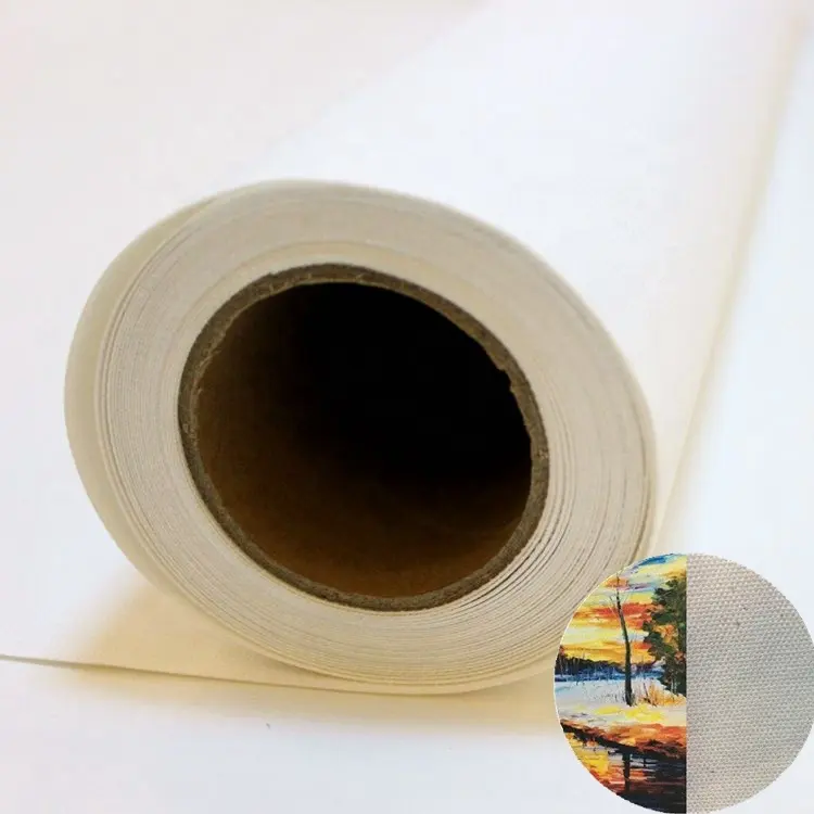 Stretched satin semi-glossy 380gsm inkjet printable pure cotton canvas art fabric roll premium printing wholesale