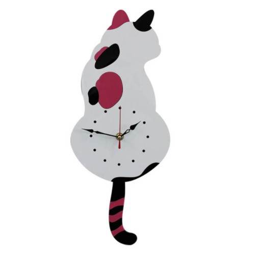 Bianco coda di gatto orologio da parete