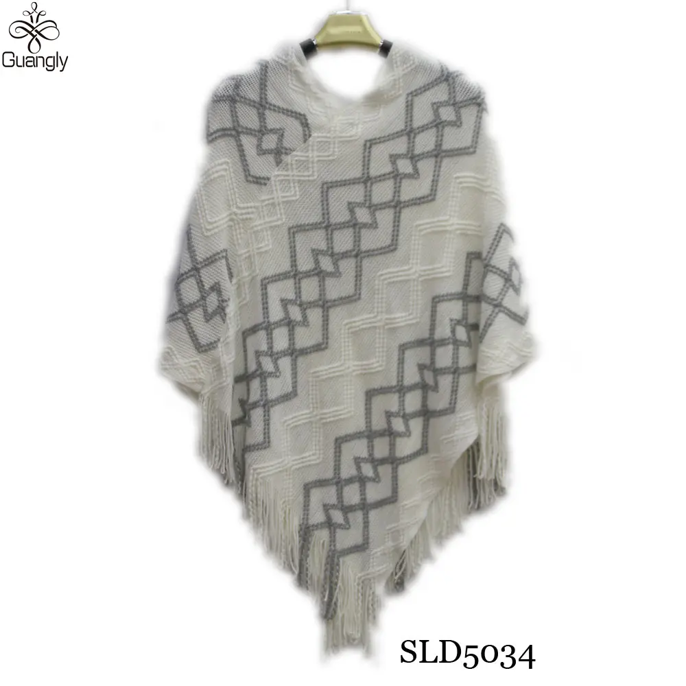 Neues Design gestrickter mexikanischer Poncho-Schal