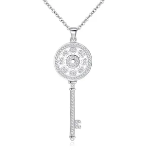 BAGREER P1827 Special Design 925 Sterling Silver Sunflower Charms Key Necklace Pendant Women Luxury Jewelry