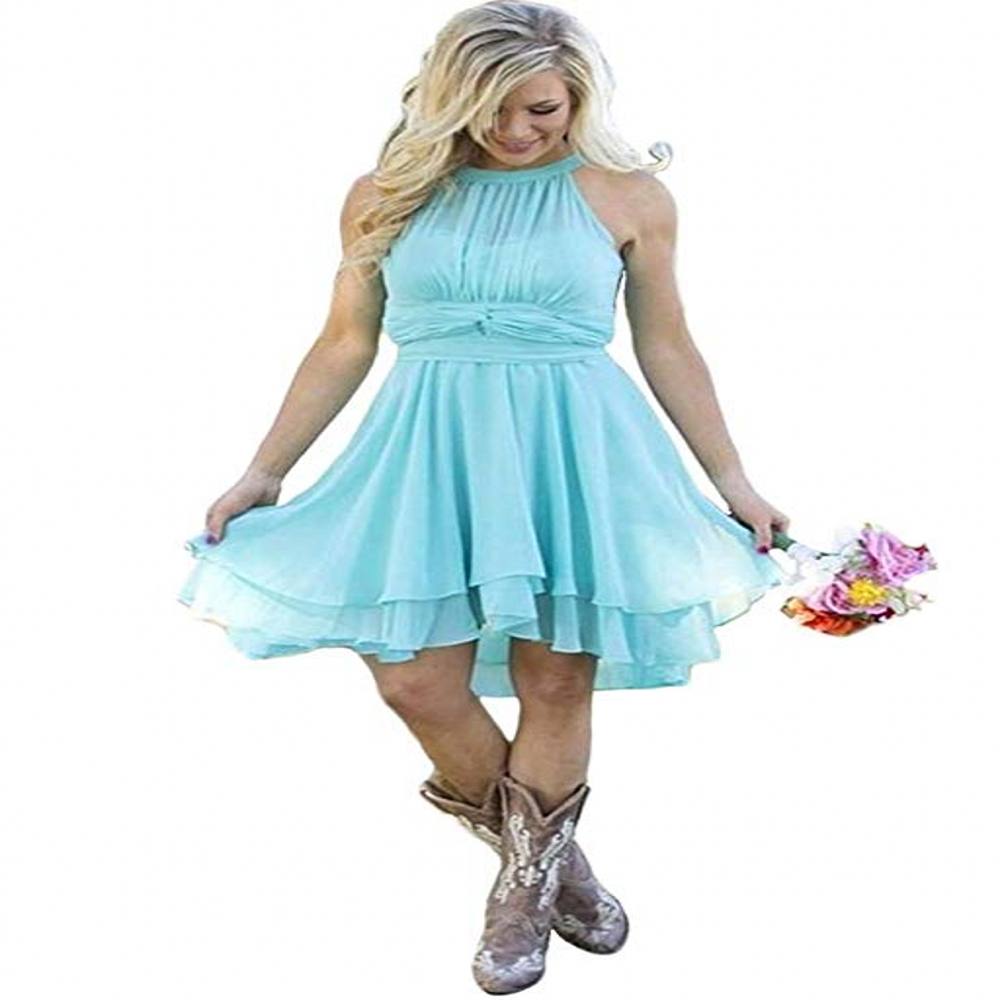 turquoise country bridesmaid dresses Maxi Cheap Chiffon Turquoise Long Bridesmaid Dresses Blue Wedding Guest  Dress APD3519 main image 1
