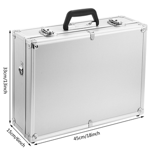 45.5cm x 33cm x 15.5cm valigetta portautensili in alluminio resistente con serratura in argento
