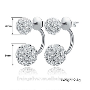 <span class=keywords><strong>Aretes</strong></span> <span class=keywords><strong>de</strong></span> Botón <span class=keywords><strong>de</strong></span> <span class=keywords><strong>Plata</strong></span> con Circonita <span class=keywords><strong>de</strong></span> Doble Cara <span class=keywords><strong>de</strong></span> 6-9 mm, Color Plateado, para Mujer - Product Image 2
