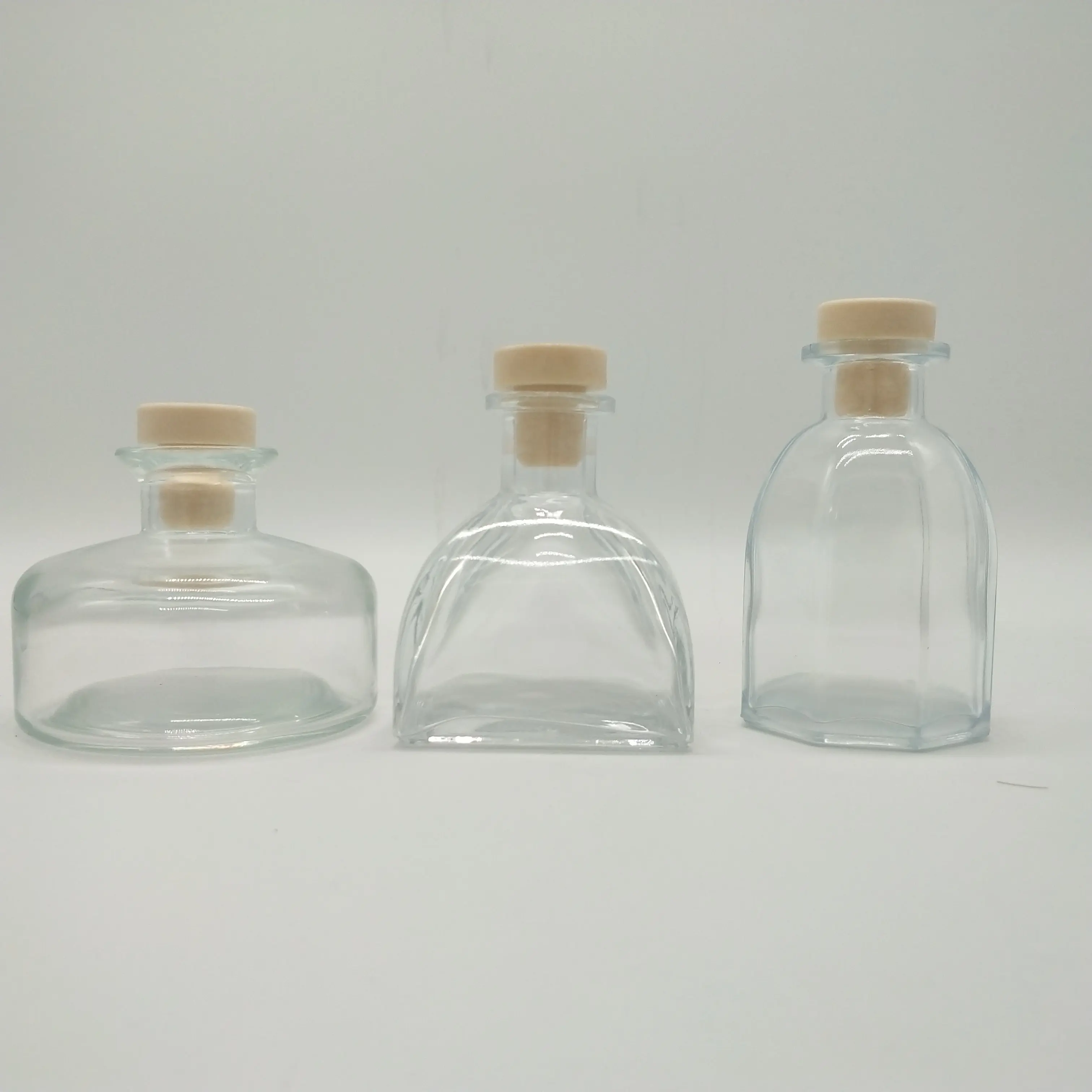 200ml vazio quadrado claro decorativo reed difusor vidro garrafa com cortiça e reed