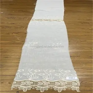 Novo design de luxo flor bordado tecido de tule para cortina pura