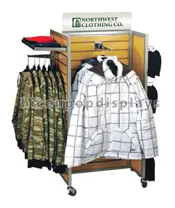 Movable Floorstand Clothing Store 4-Way Retail Garment Wholesale Commercial Slatwall Display Units
