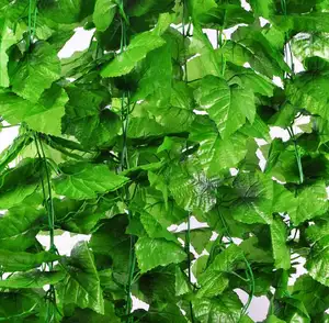 Guirlande verte en soie, vente en gros, vigne artificielle pour décoration, vert