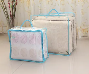 사용자 정의 투명 pvc 지퍼 담요 가방 이불 이불 가정용 섬유 포장 가방