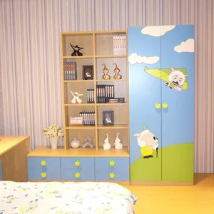 卡通儿童儿童迷你衣柜设计与书架