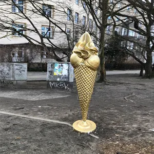 Adornos de jardín al aire libre arte resina fibra de vidrio cono de helado estatua