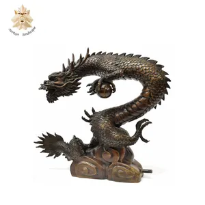 Ngoài Trời Vườn Kim Loại Động Vật Điêu Khắc Bronze Trung Quốc Rồng Tượng Để Bán NT-00444RI