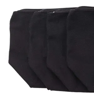 Cotton Makeup Cosmetic Bag Simple Style Heavy Duty Black Multi-purpose Canvas Pouch Zipper Cosmetics Makeup Cotton Bag