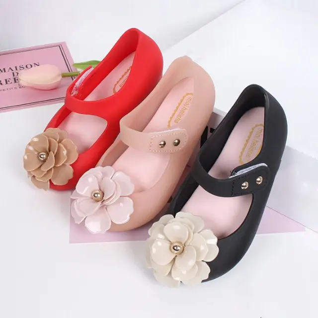 flower mini plastic jelly shoes for kids sandals pvc jelly shoes