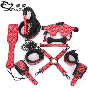 Lobo negro sm 8 unids conjunto patrón de diamante Fino látigos puños Restricciones bondage máscara adulto del sexo del producto - Product Image 1
