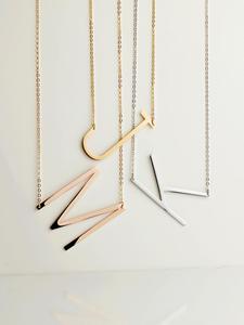 Custom <strong>sideways</strong> large <strong>initial</strong> <strong>necklace</strong> for mom bridesmaid gift personalized jewelry MN/ODM - Product Image 5