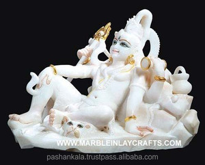Statue en marbre de Lord Shiva, blanc, Makrana et idole - Product Image 1