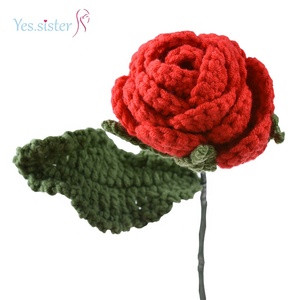 Saint Valentin Cadeau Décoration De Mariage À La Main Tige Rose Fleur Au Crochet - Product Image 5