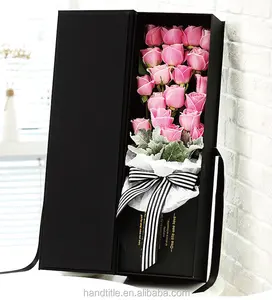 Kotak Kardus Persegi Panjang Cina Kotak Kertas Bunga Kustom Kotak Topi Mewah dengan Pita