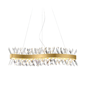 Lampadario Moderno Rettangolare in Cristallo, Lampada Sospesa in Ferro e Vetro, Finitura Cromata/Dorata, Garanzia di 3 Anni, Luce LED per Soggiorno, Stile Swarovski - Product Image 2