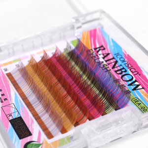 रंगीन झूठी पलकें 8-12mm इंद्रधनुष व्यक्तिगत बरौनी 0.07mm - Product Image 3