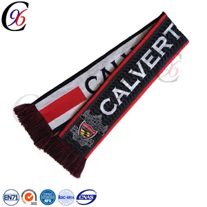 Custom fabriek china winter voetbal fan borduren logo micro polar fleece voetbal sjaal