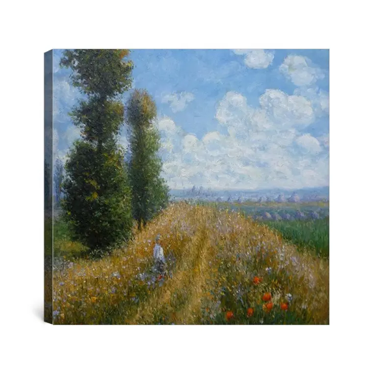 ทุ่งหญ้าที่มีคุณภาพสูงกับป๊อปลาร์ Aka Poplars ใกล้ Argenteuil Claude Monet การทำสำเนาภาพสีน้ำมันที่มีชื่อเสียงบนผืนผ้าใบ
