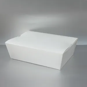 Disposable Cheap Custom Logo White Kraft Paper Board Papel Catering Paper Takeaway Burger Meal Food Container Box