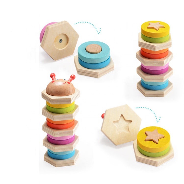 Пользовательские животных Форма Цвет распознавания геометрический доска Радуга Дерево башня игрушка