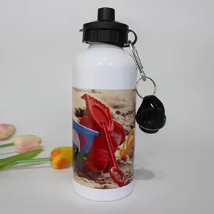 Botella de agua de Metal para niños, botella deportiva de aluminio en blanco con sublimación, impresión personalizada, muestra gratis, 400/500/600ML, para acampar