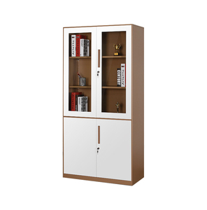 Meuble de rangement en métal <span class=keywords><strong>Armoire</strong></span> de classement à portes coulissantes en acier et verre avec tiroir - Product Image 6