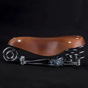 Vintage Classic Genuine leather Bike Saddle Seat with springs Leather Coffee New