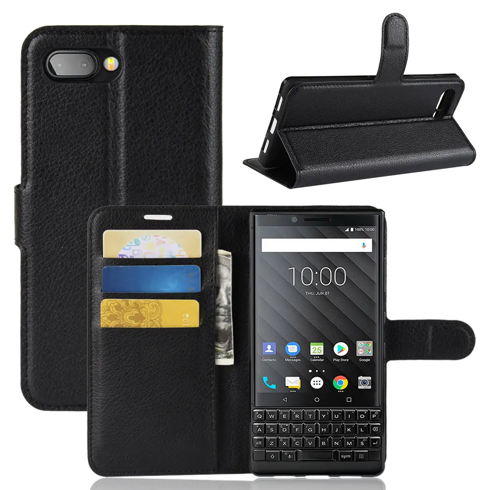 Leather Flip Mobile Phone Wallet Case For Blackberry Key2 Case cover key 2
