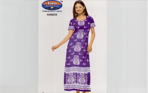 Robe de nuit imprimée à carreaux en tissu gaufré pour femmes, grande taille, été et automne - Product Image 2