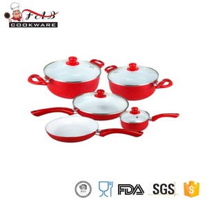 7 Cái Red Chất Lượng Cao Masterclass Cao Cấp <span class=keywords><strong>Cookware</strong></span> Nhôm Gốm Nồi Đồ Nấu Nướng Bộ - Product Image 4