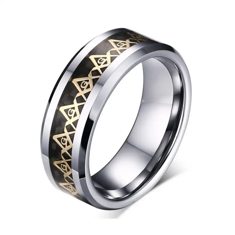 Высококачественные кольца 100% из карбида вольфрама для мужчин, золотые, масонские, углеродные, Целлюлозные мужские ювелирные изделия