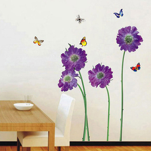 Decoración <span class=keywords><strong>casera</strong></span> elegante púrpura flores a prueba de <span class=keywords><strong>agua</strong></span> etiqueta de la pared - Product Image 1