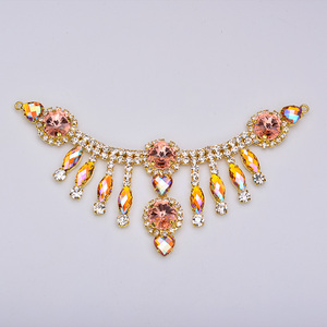 Lot de couture pour Strass en verre <span class=keywords><strong>AB</strong></span>, verre rouge, 155x60mm, garniture, chaîne, boucle, connecteur, appliquées, cristal, coupe métal - Product Image 3