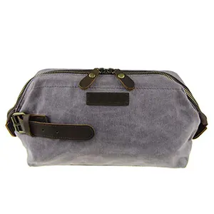 Özel su geçirmez lüks yıkama çantası mumlu tuval deri erkek seyahat makyaj çantası Retro Vintage erkek çantası