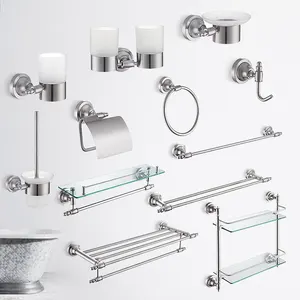 Modern metal stainless steel home center bathroom accessory set