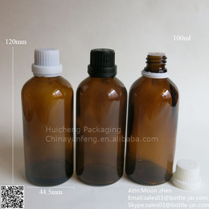 100 ML botellas de vidrio ámbar con pisón eveident tornillo tops para <span class=keywords><strong>el</strong></span> cuerpo contenedor de aceite - Product Image 1